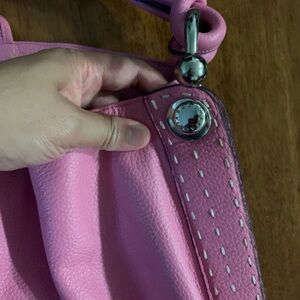 BCBGMaxAzria Pink Leather Shoulder Tote with Silver Hardware